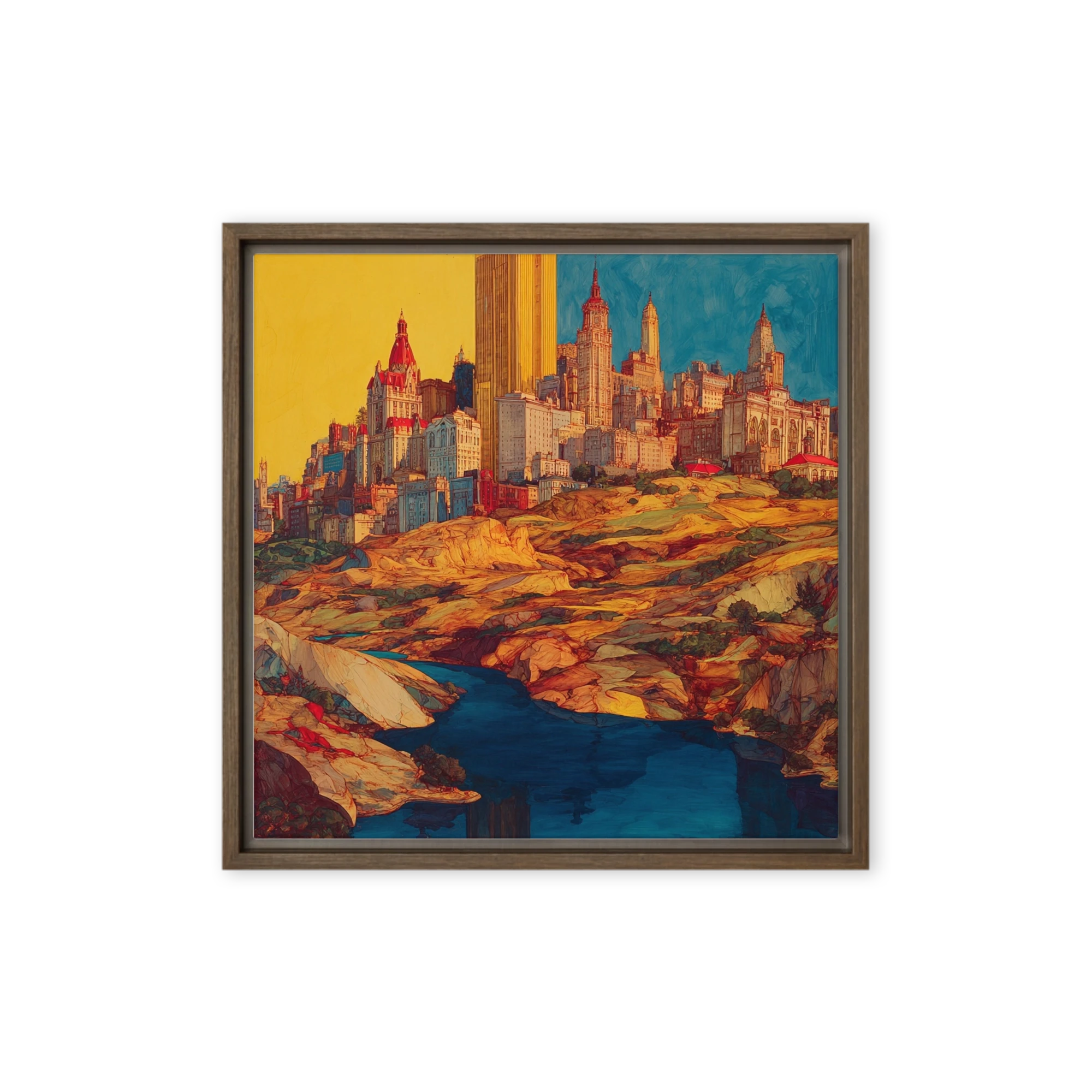 Golden Skyline Over Blue River | Art Print