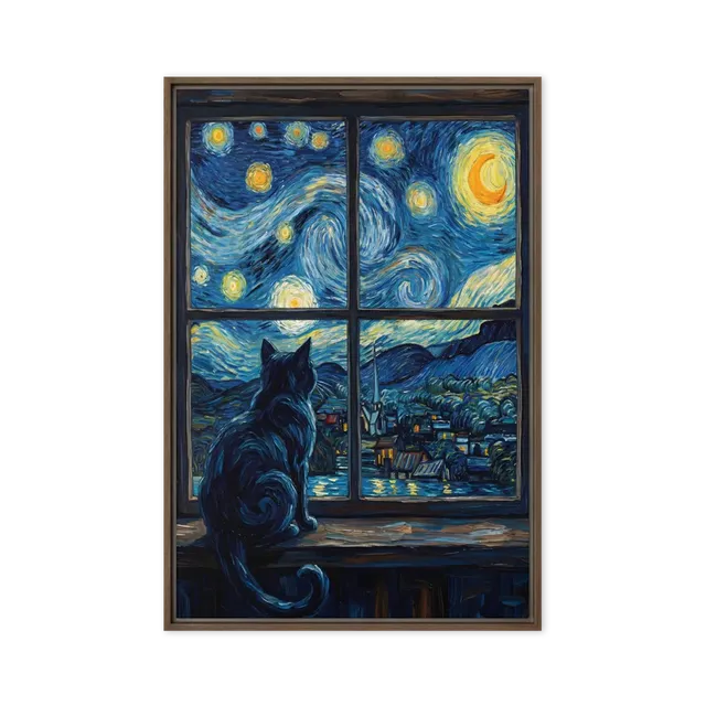 Swirling Cobalt Skies and Warm Lamplight — Rhythmic impasto brushwork