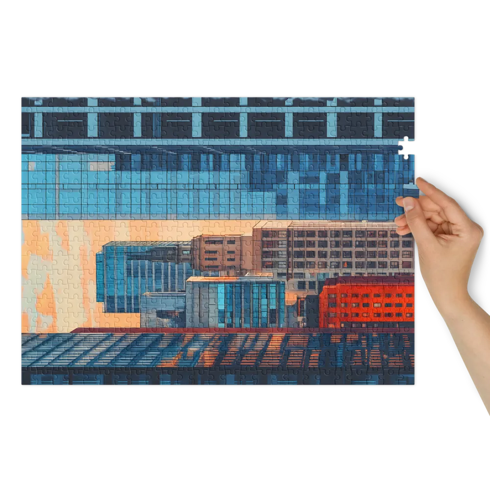 Brilho Urbano ao Entardecer 
 Puzzle em caixa de metal
