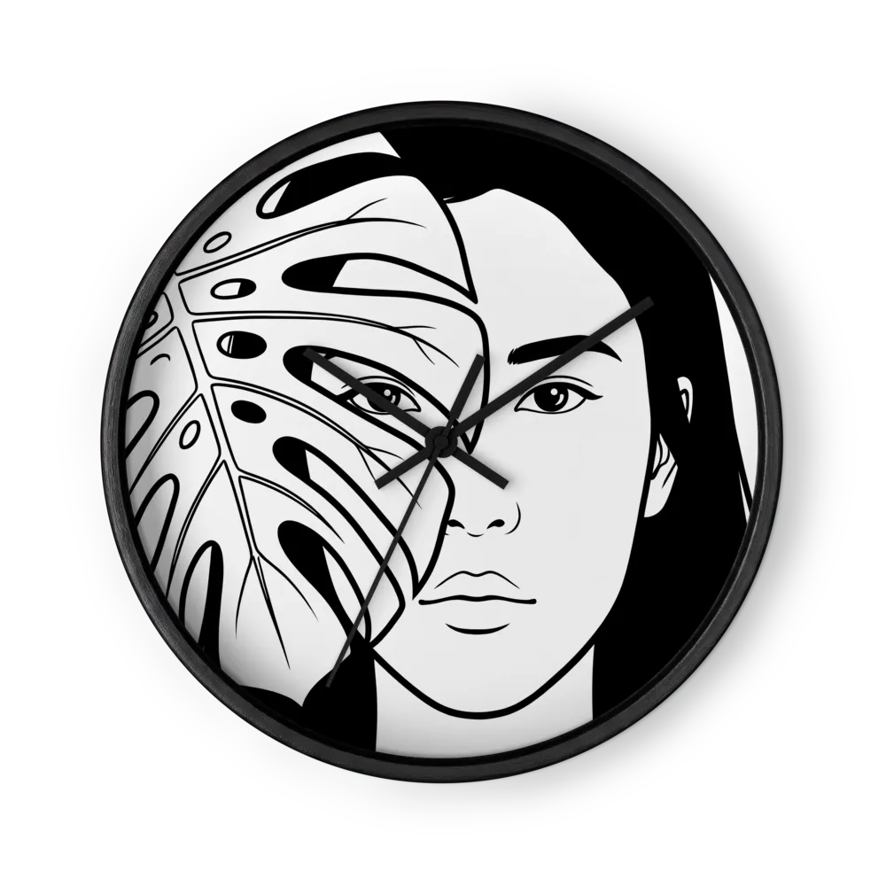 Woman and Monstera Leaf | Wall Clock