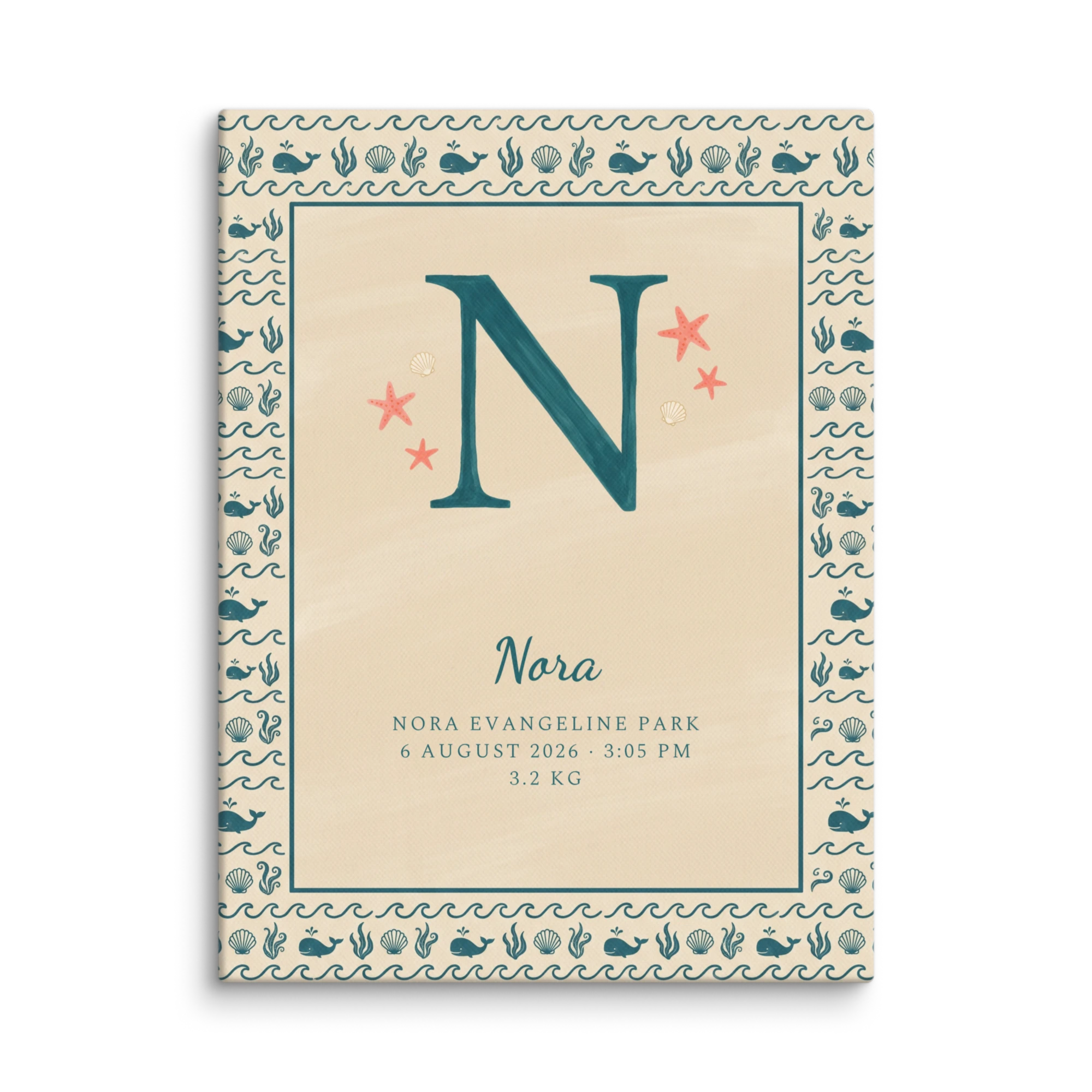 Nursery Name Art — Ocean Initial