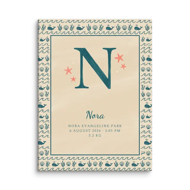 Nursery Name Art — Ocean Initial