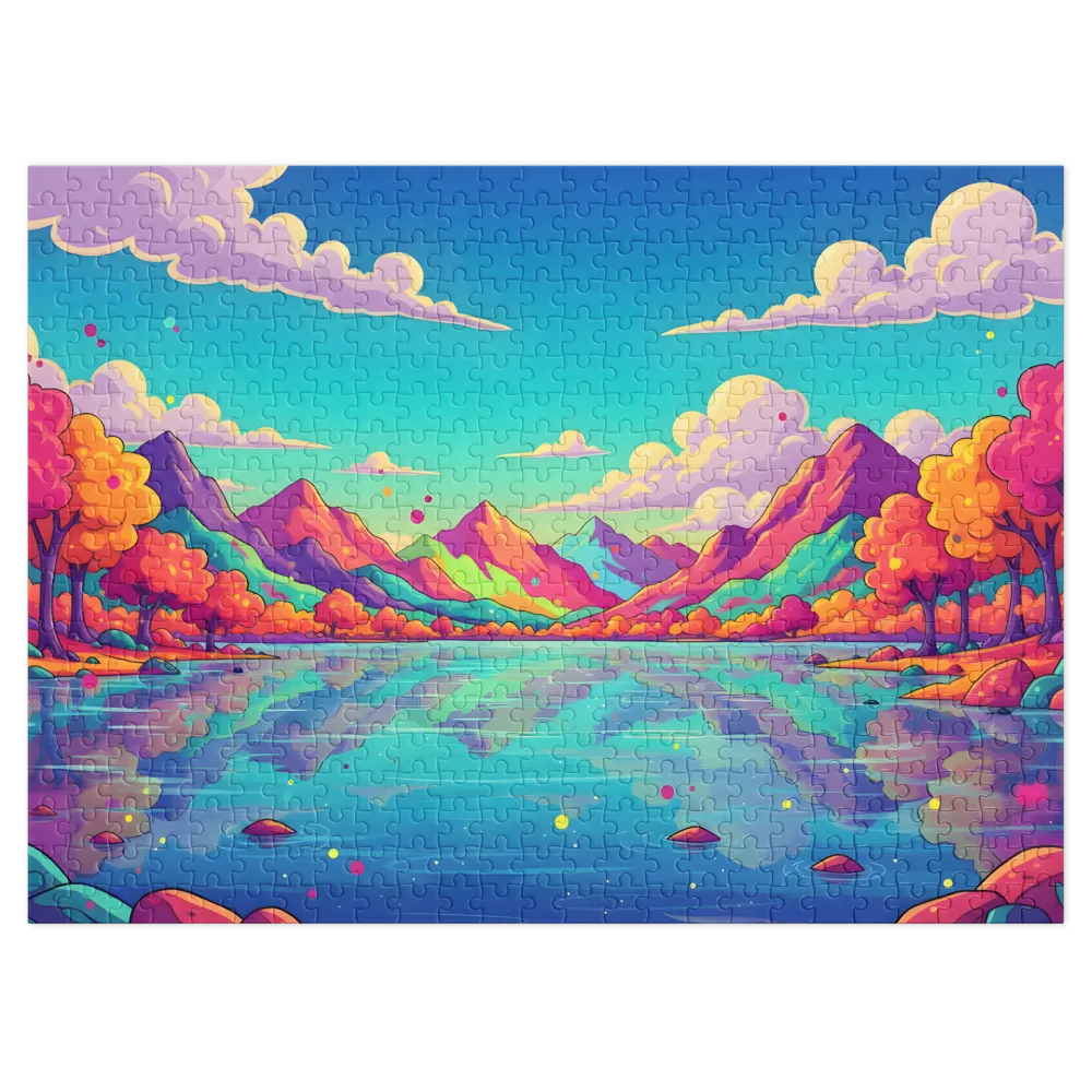 Whimsical Mountain Reflection 
 Jigsaw Puzzle in Tin Box