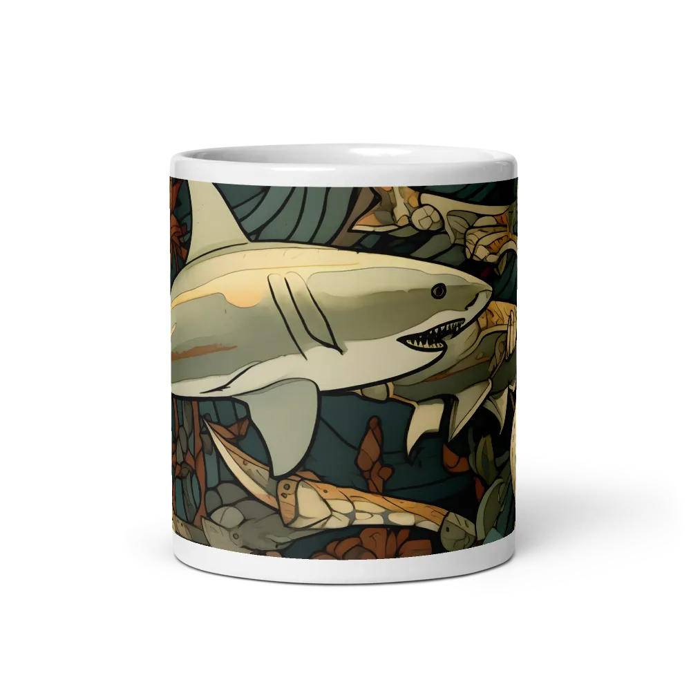 Art Nouveau Shark Pattern 
 Mug with Golden Yellow inside | 11 oz