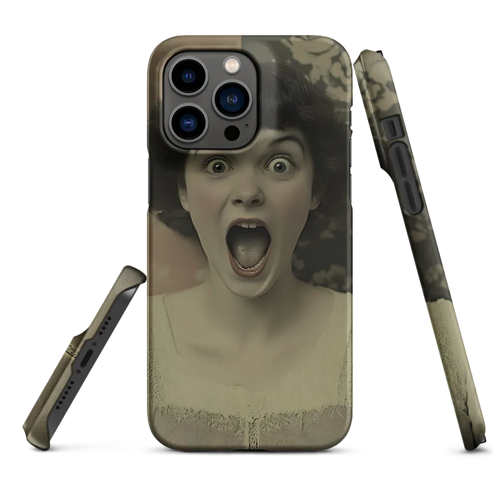 Vintage Portrait of a Surprised Girl | Phone Case