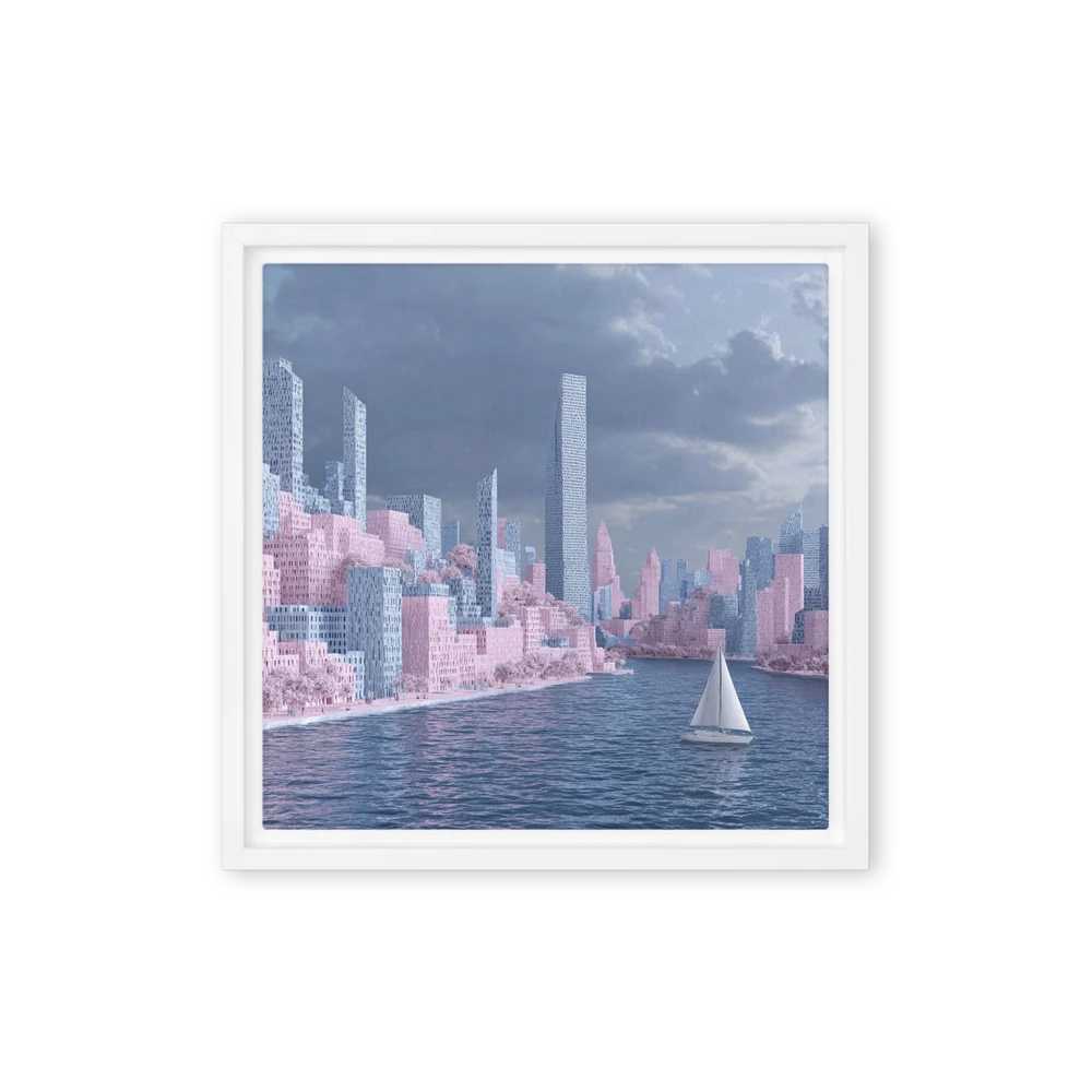 Pastel Metropolis and Sailboat | Art Print