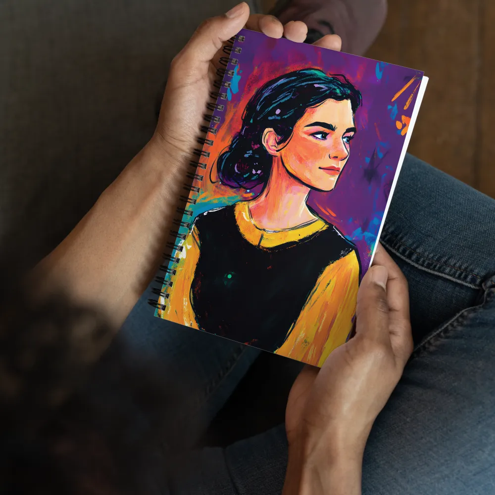 Contemplative Portrait in Vibrant Hues 
 Spiral Notebook | 140 pages