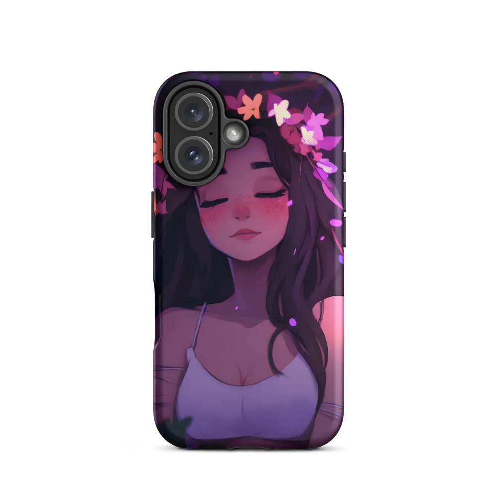 Serene Girl Portrait with Floral Crown | Phone Case