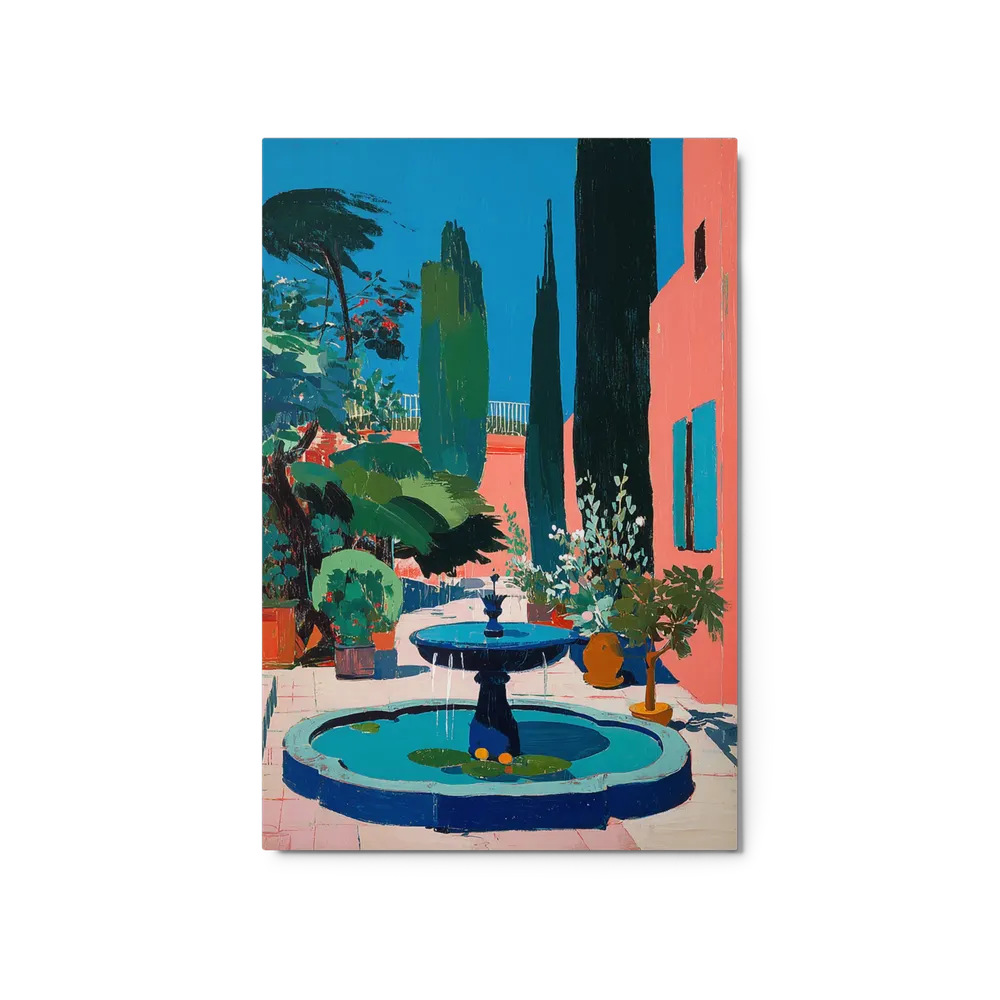 Sunlit Fountain Courtyard | Art Print