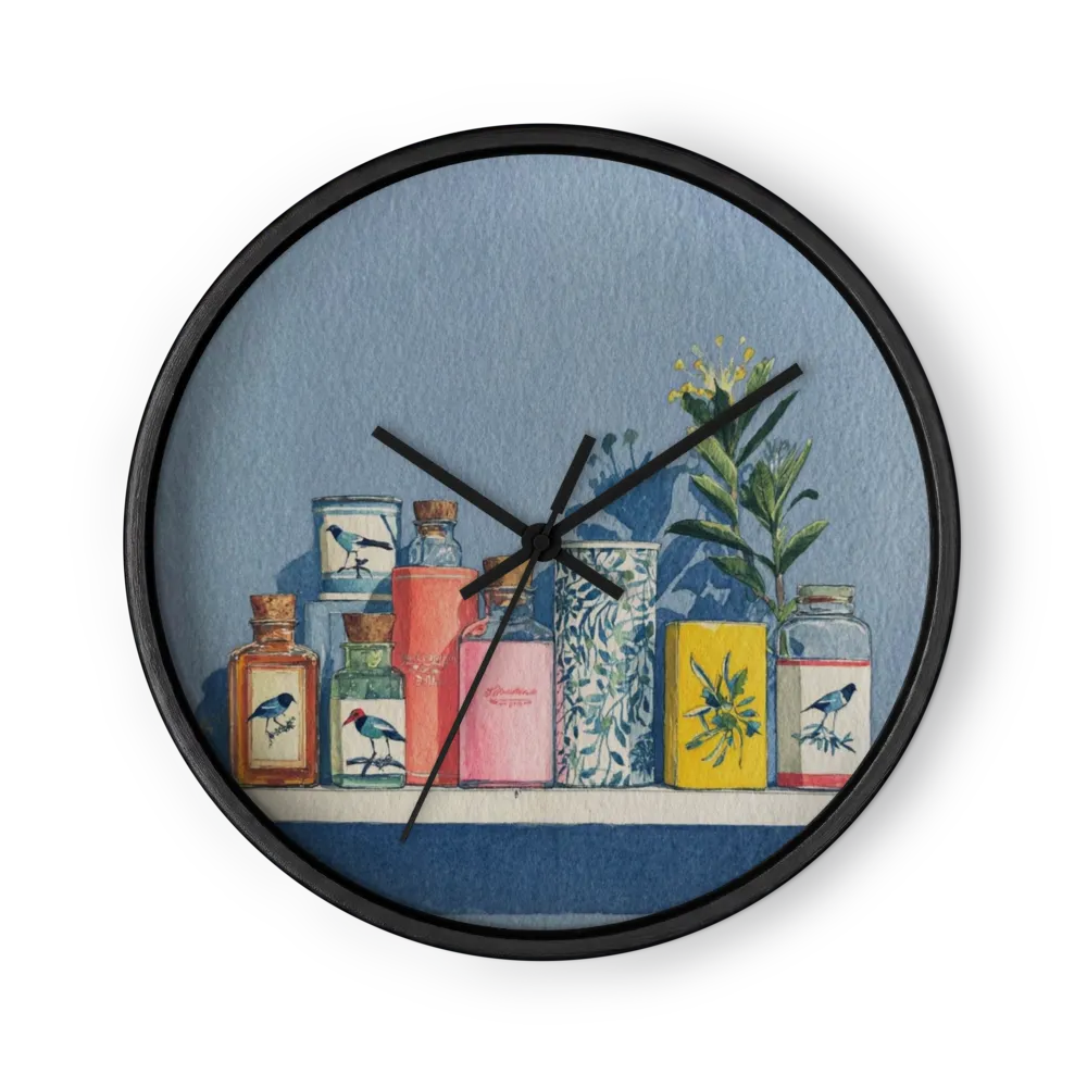 Botanical Bottles on Shelf | Wall Clock