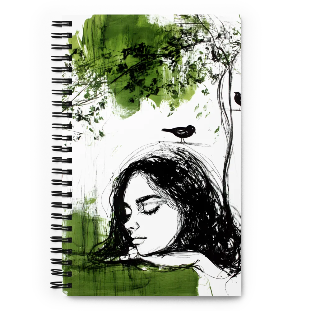 Tranquil Woman, Green Canopy 
 Spiral Notebook | 140 pages