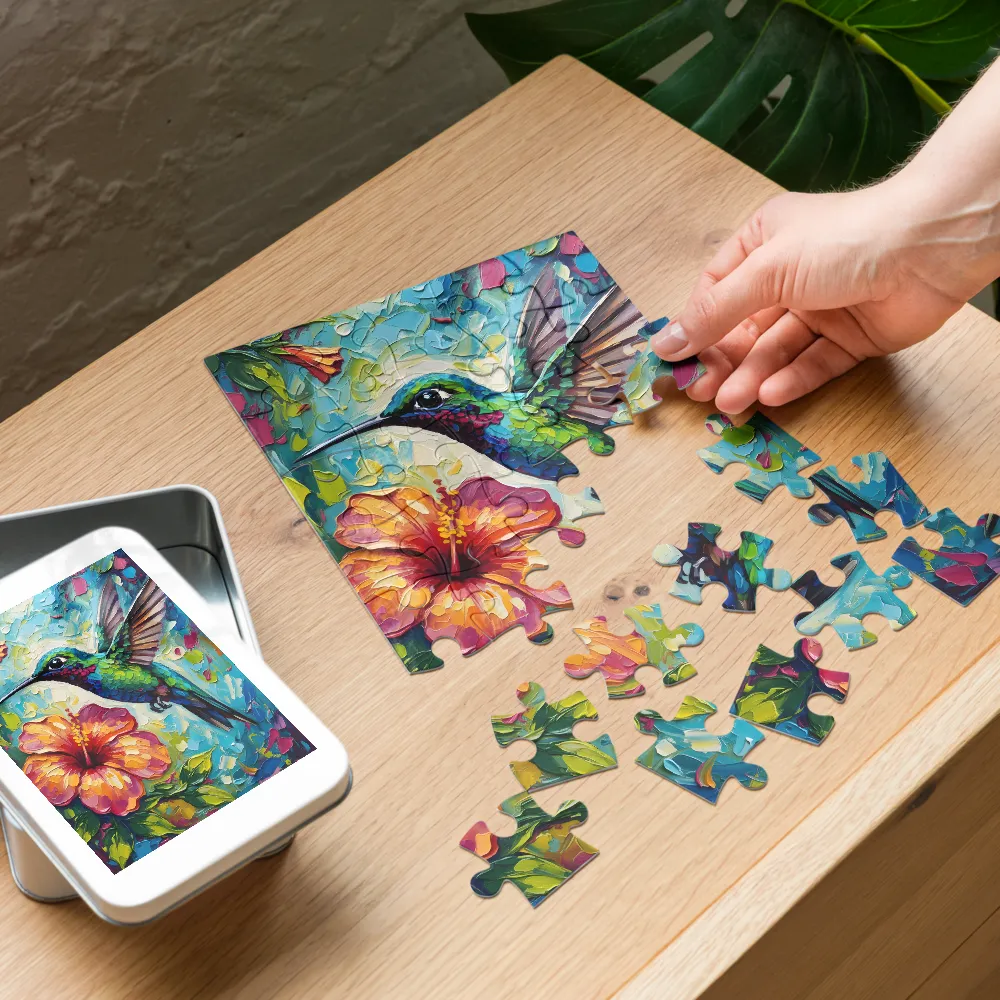 Hummingbird in Bloom 
 Jigsaw Puzzle in Tin Box