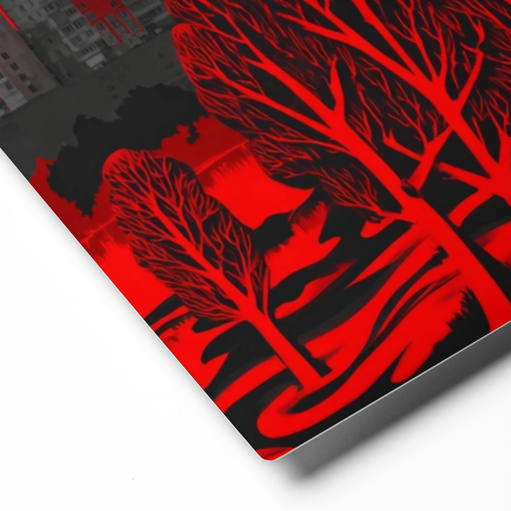 Red Echoes of Concrete 
 Poster with Black Frame | 10″x 10″