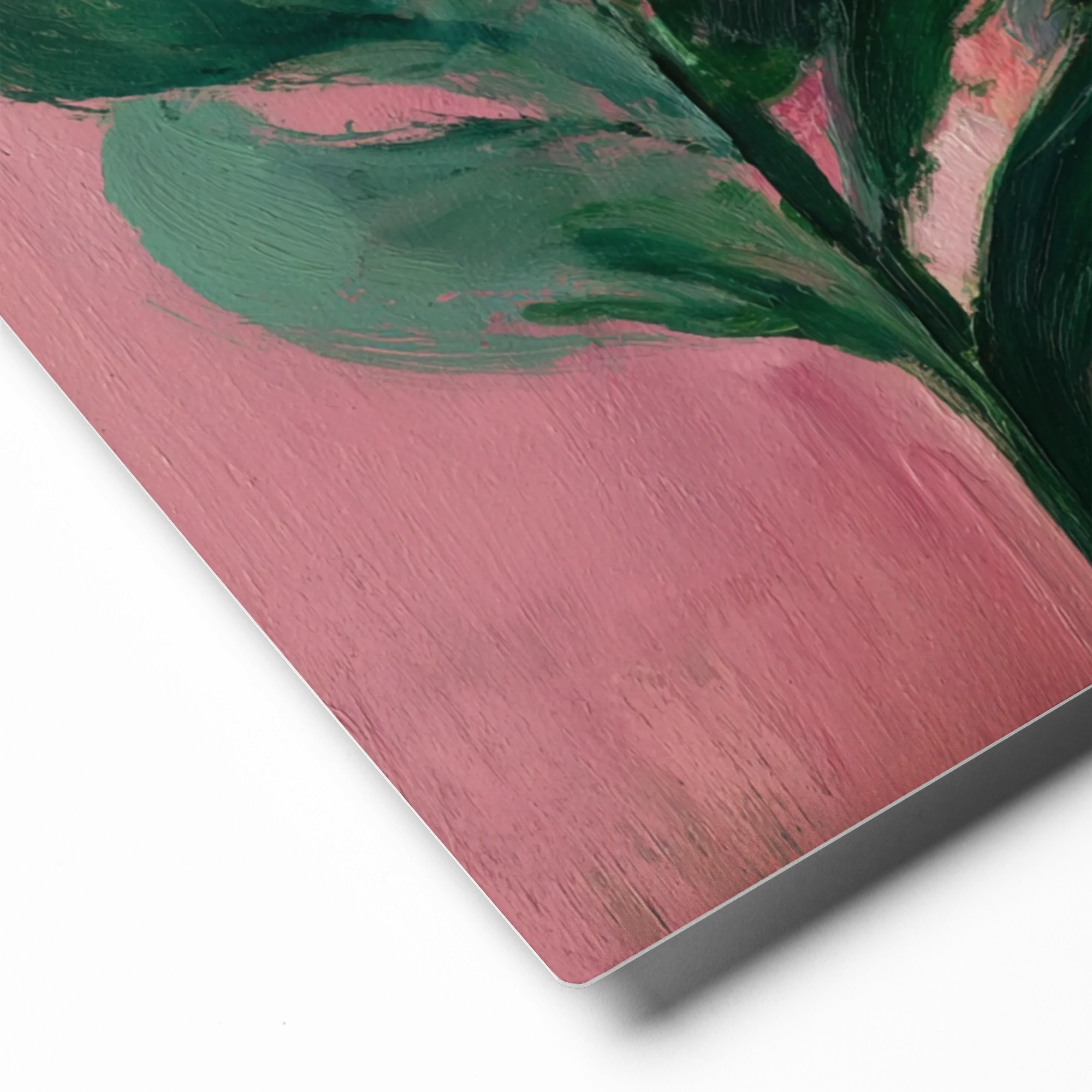 Emerald Frond on Pink 
 Canvas with Black Frame