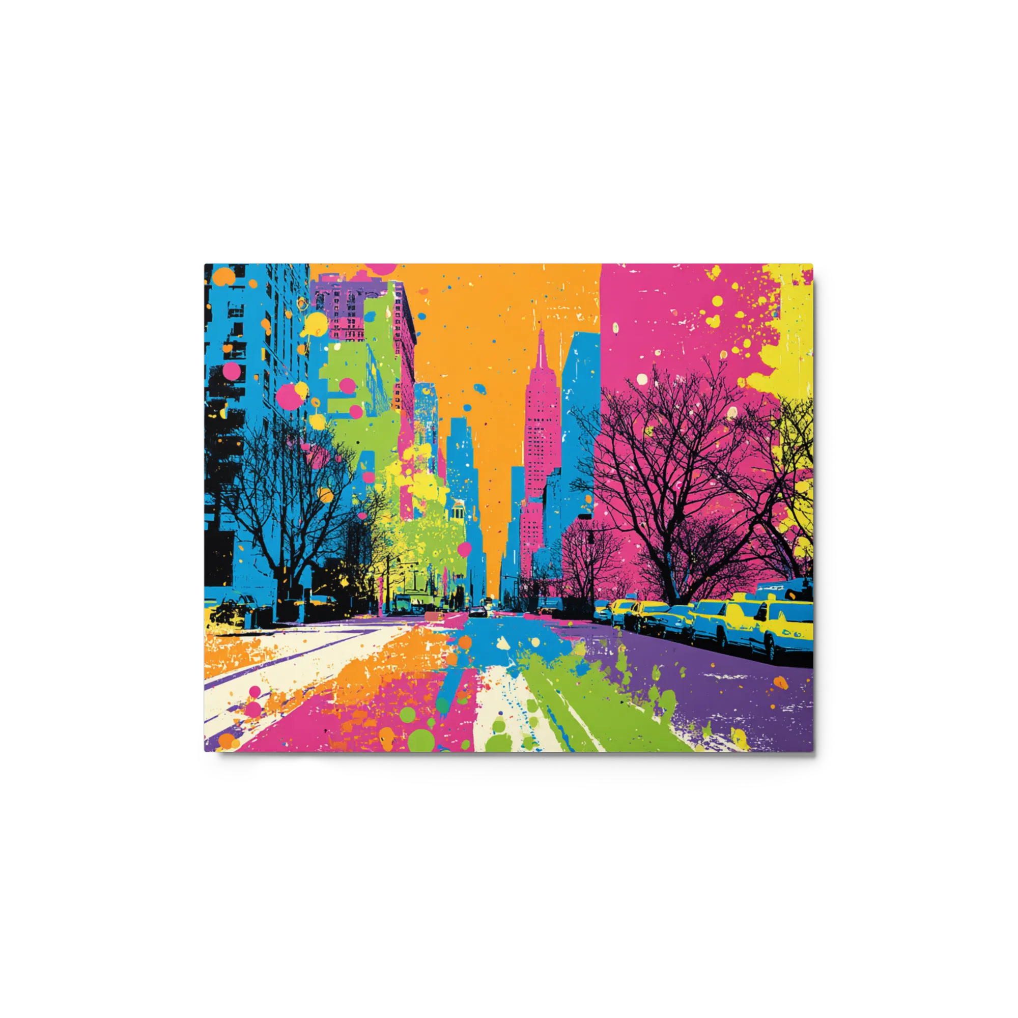 New York Splatter 
 Poster with Red oak Frame | 18″x 18″