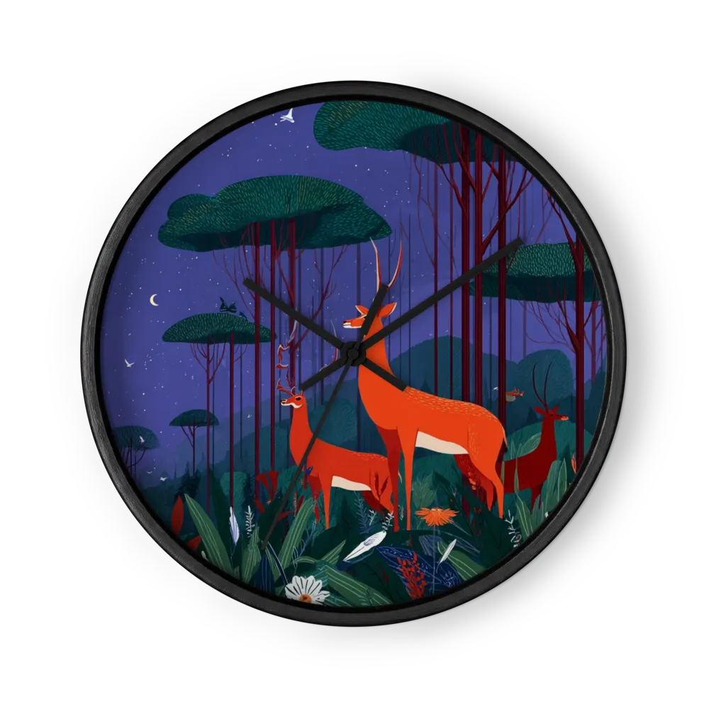 Night Stags Forest | Wall Clock