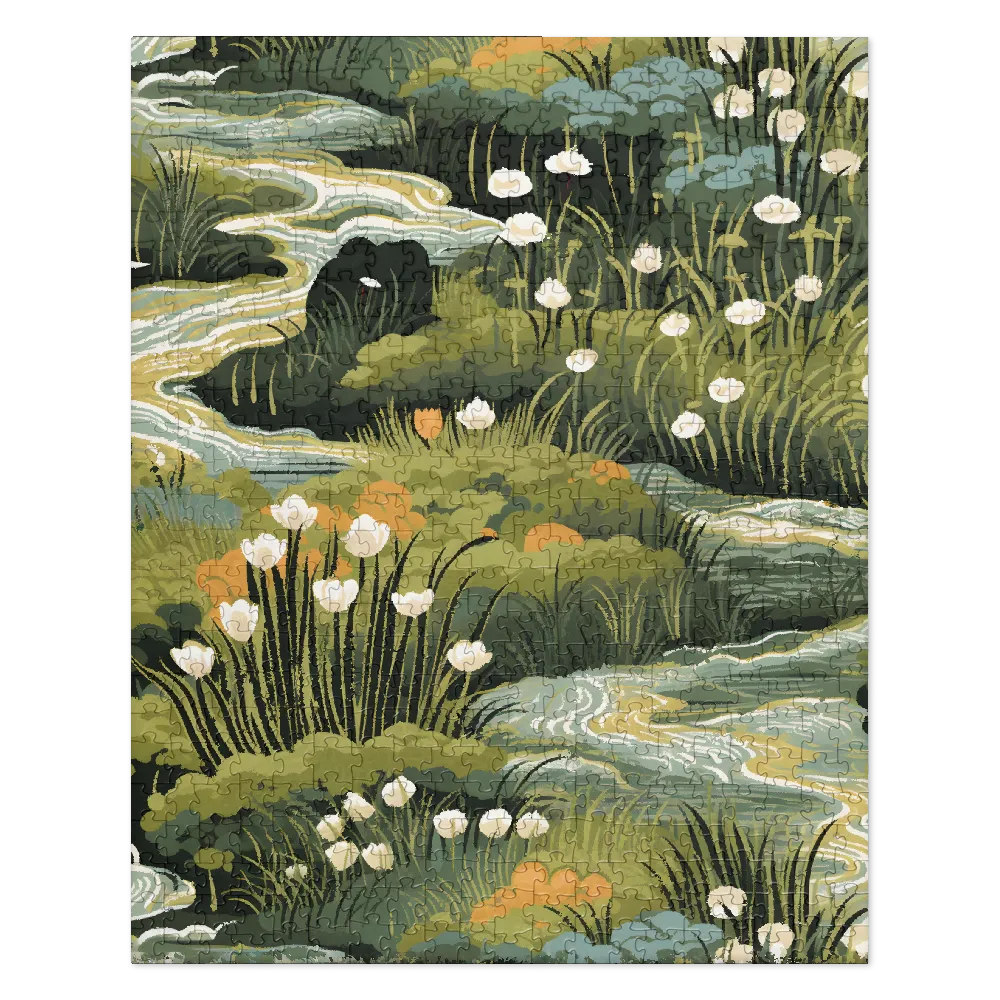 Serene River Meadow 
 Jigsaw Puzzle