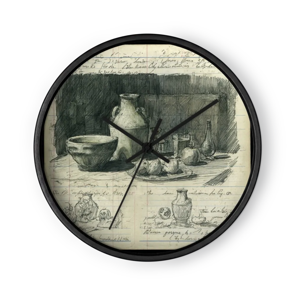Still Life Study in Pencil and Ink | Wall Clock