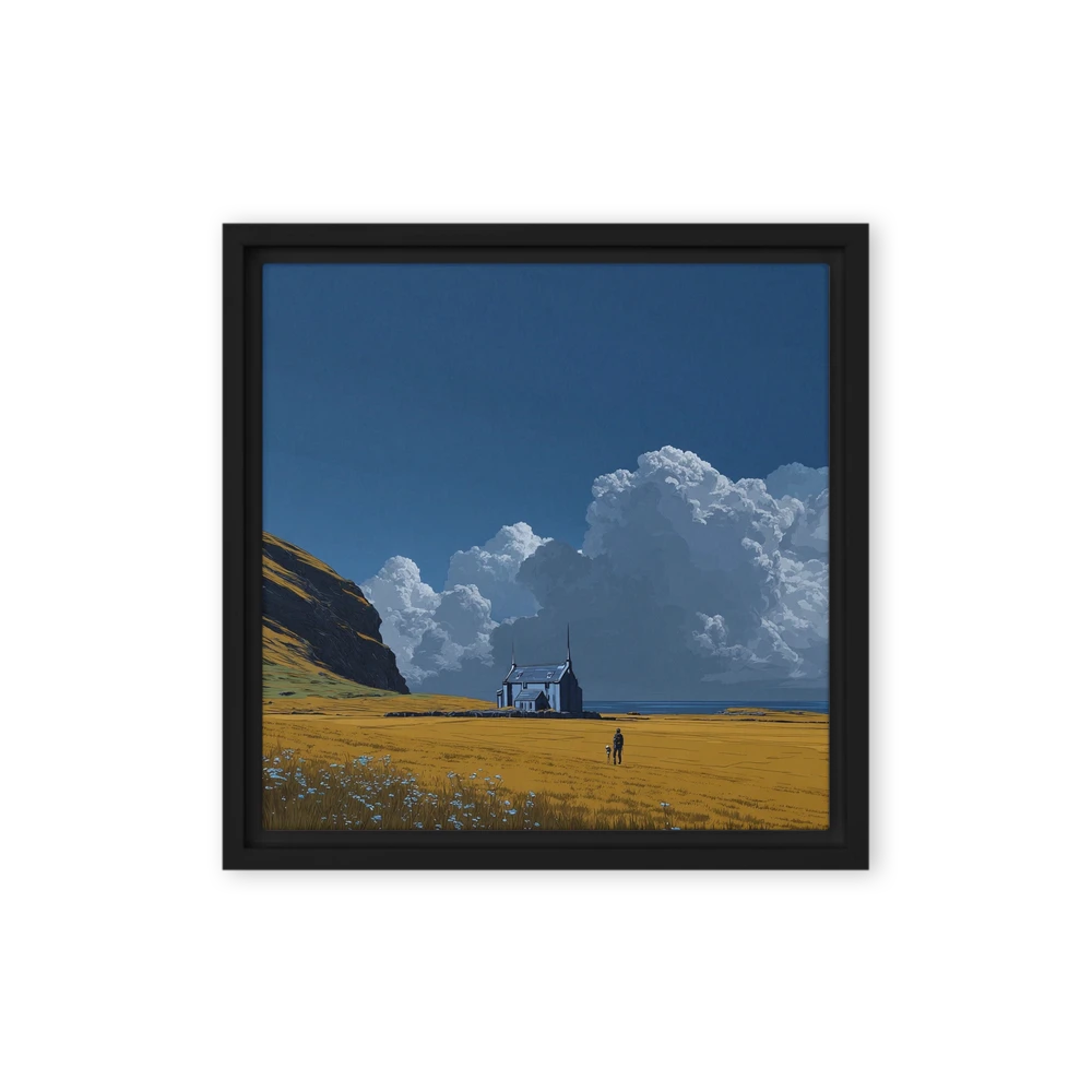 The Blue House in Golden Fields | Art Print