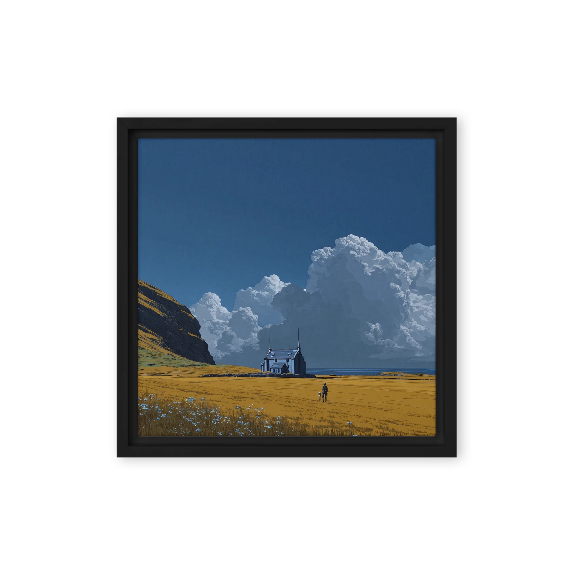The Blue House in Golden Fields