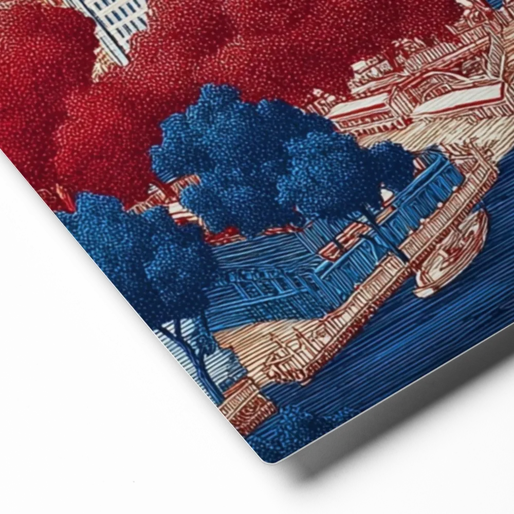 Metropolis in Red and Blue 
 Canvas | 26″x 26″