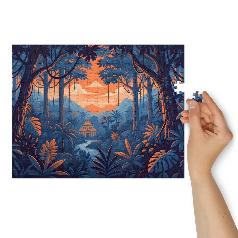 Pagoda al Tramonto Tropicale 
 Puzzle in scatola di metallo