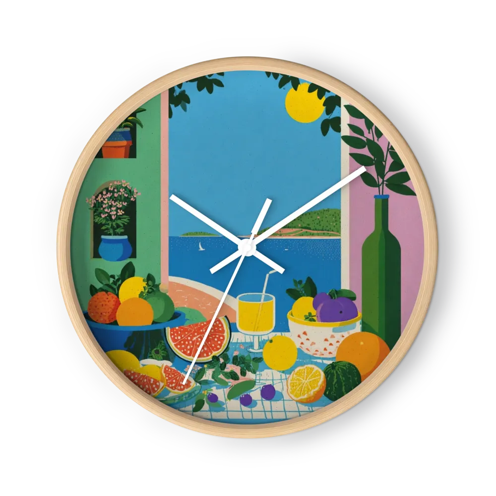 Coastal Table with Summer Fruits | Wall Clock