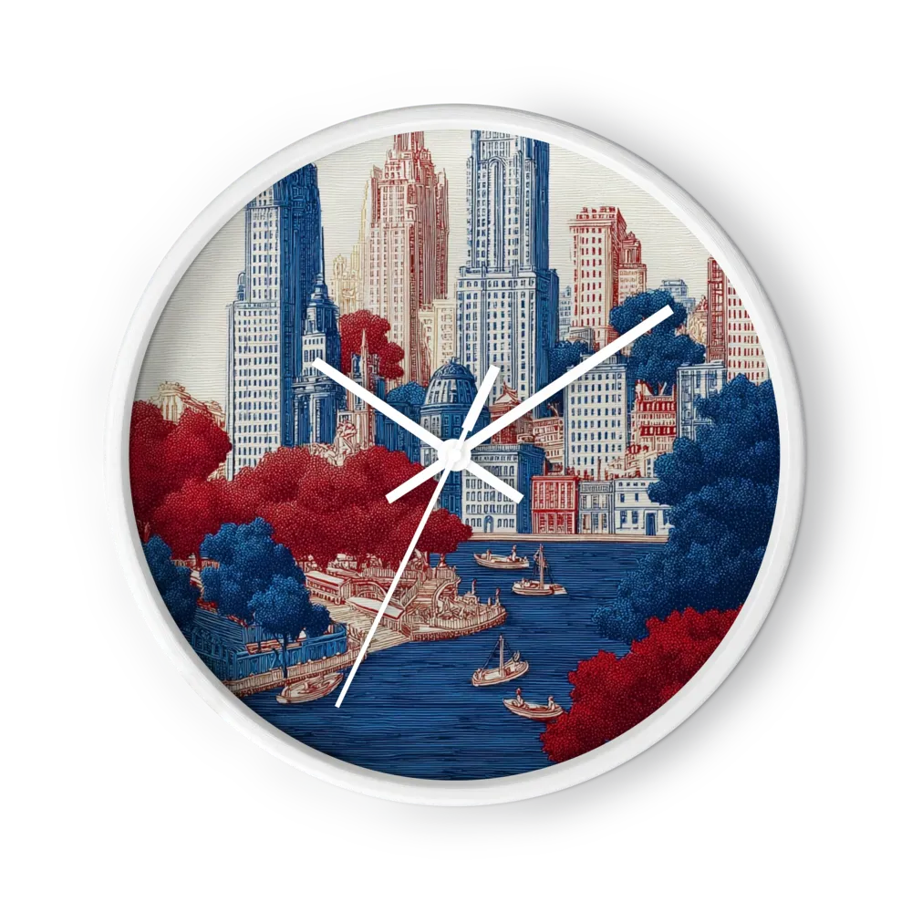 Red and Blue Metropolis | Wall Clock