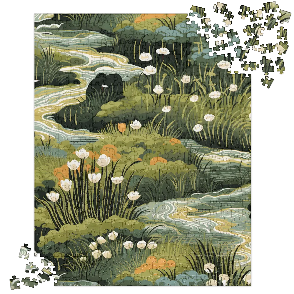 Serene River Meadow 
 Jigsaw Puzzle