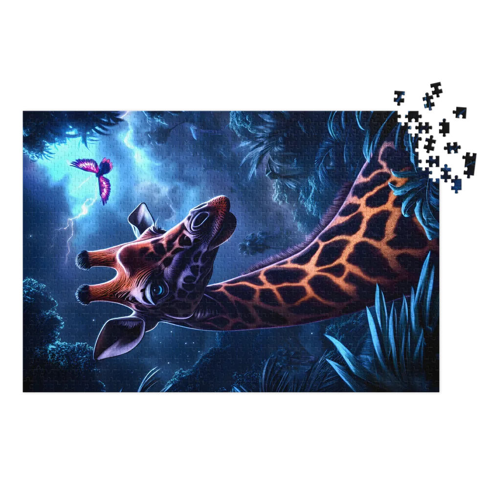Surreal Giraffe in Tropical Forest