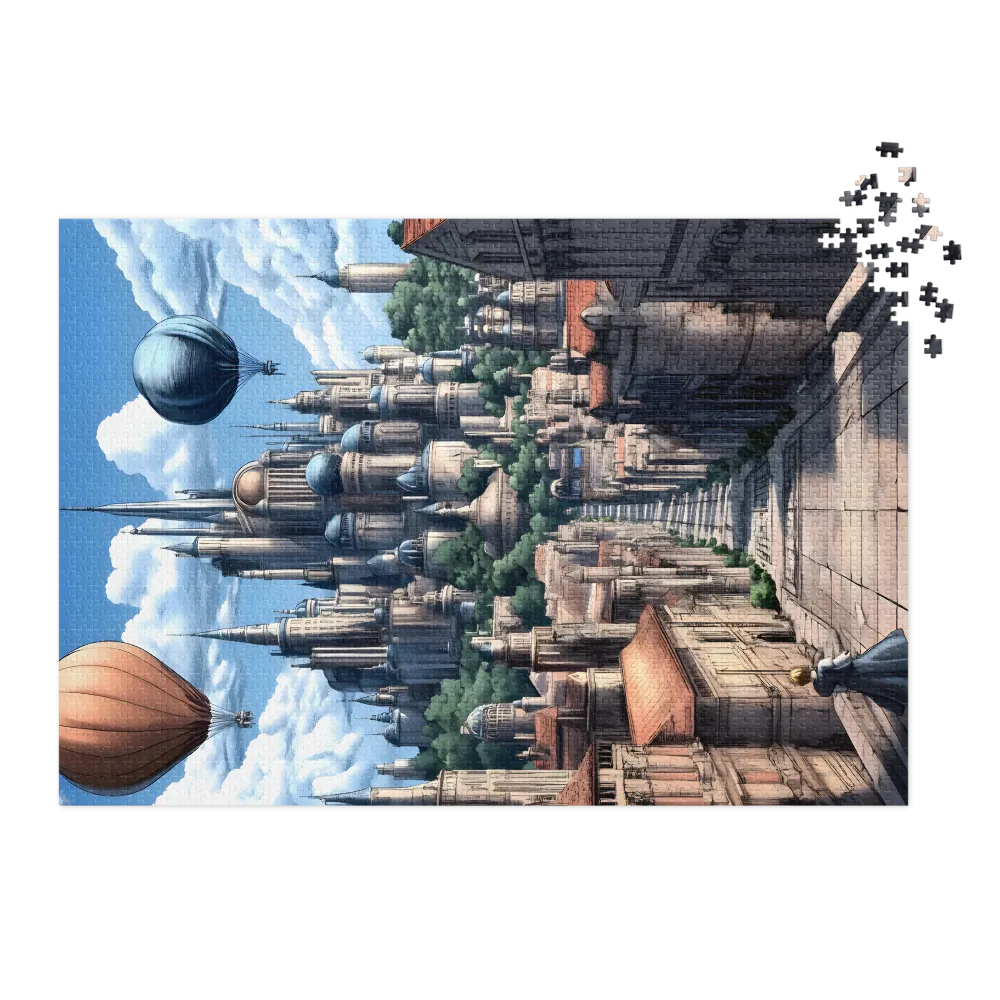 Aerial Metropolis Journey 
 Jigsaw Puzzle in Tin Box