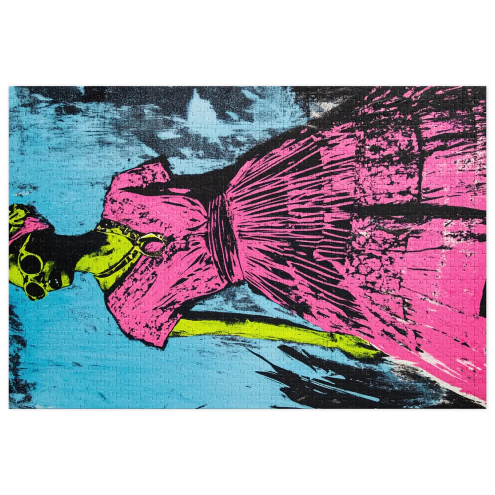 Retrato Pop Art Neon 
 Puzzle em caixa de metal