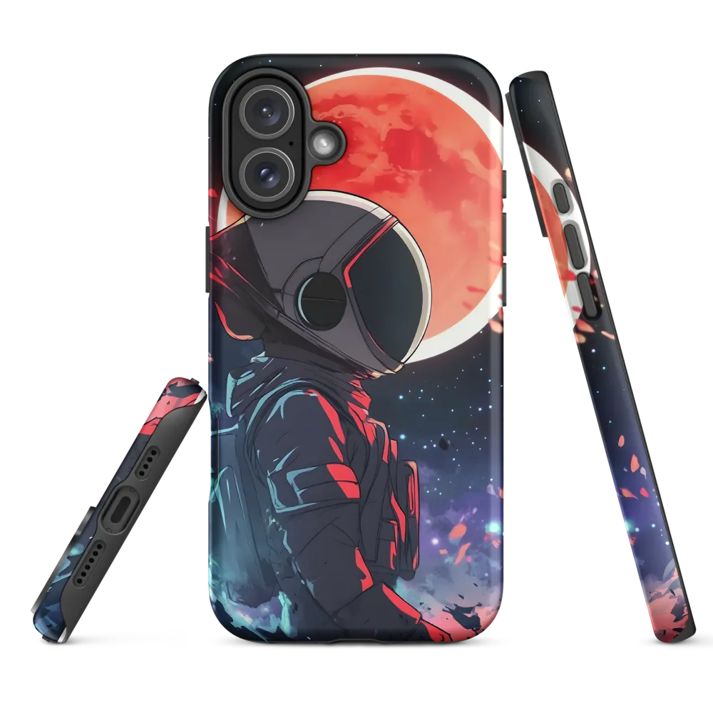Astronaut Against Red Moon | Phone Case
