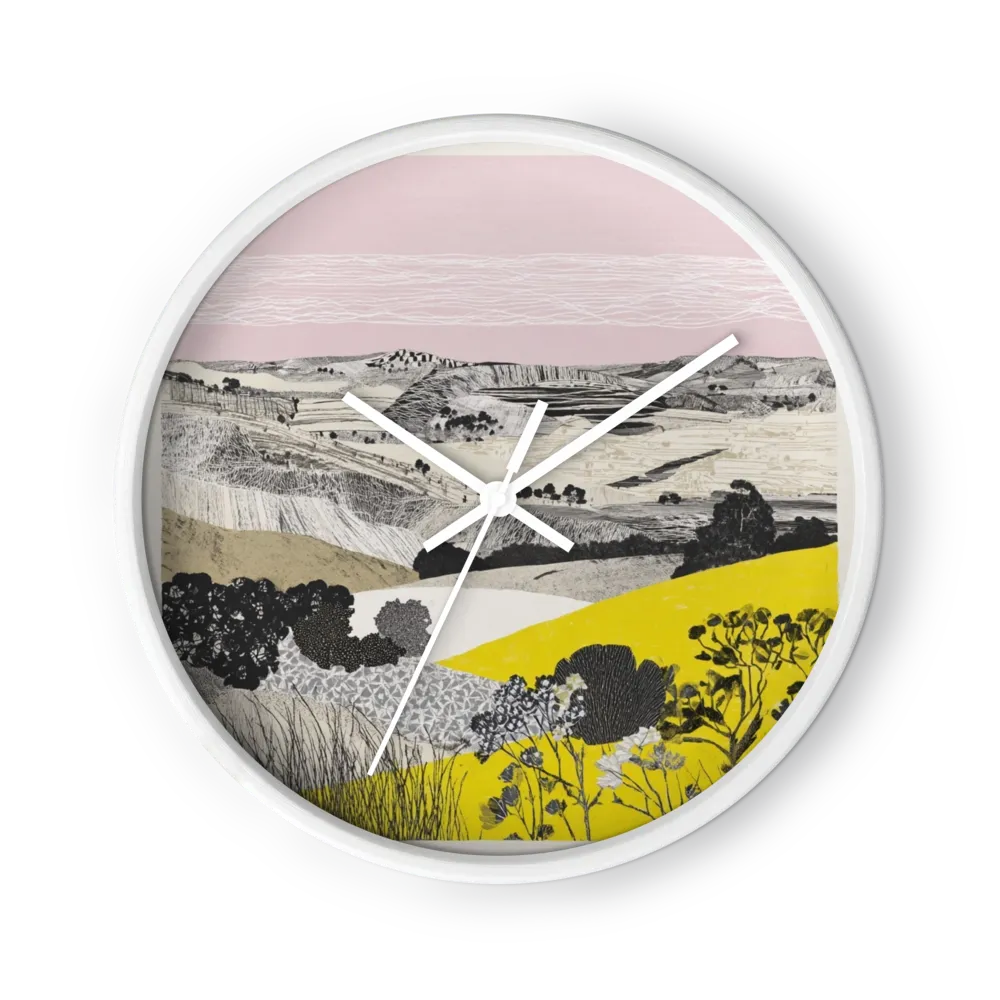 Golden Terraces and Pink Sky | Wall Clock