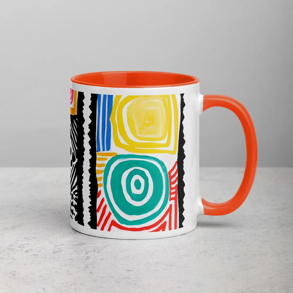 Doodle Patchwork 
 Mug with Red inside