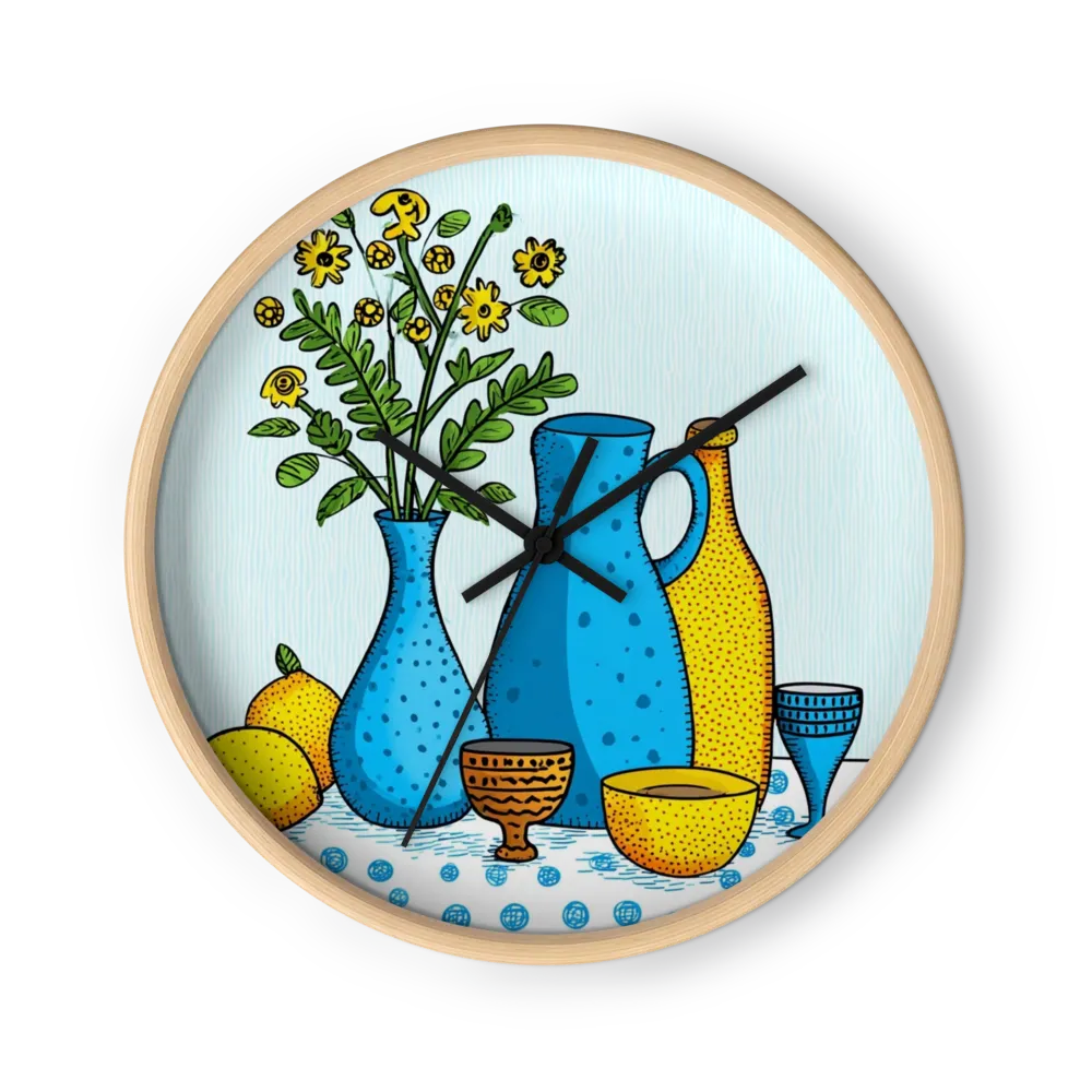 Nordic Whimsy Folk Art Clocks — Cobalt And Lemon