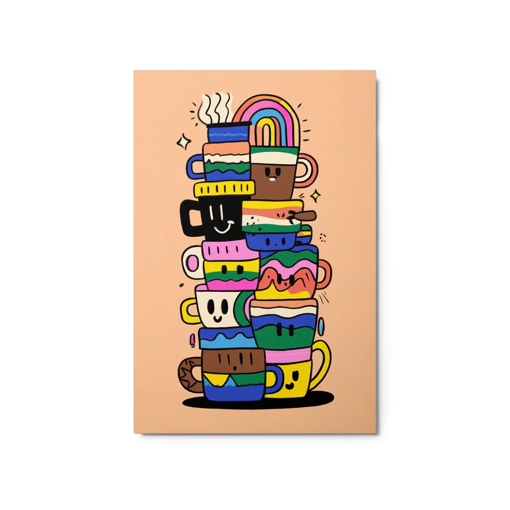 Stacked Colorful Mugs | Art Print