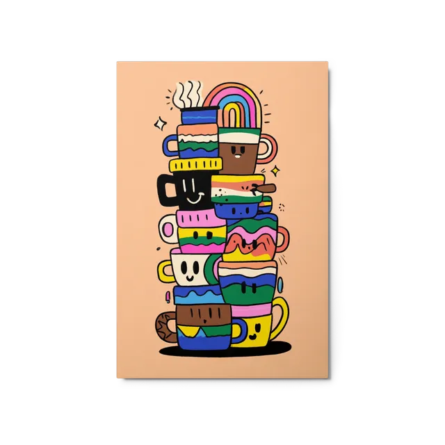 Stacked Colorful Mugs | Art Print
