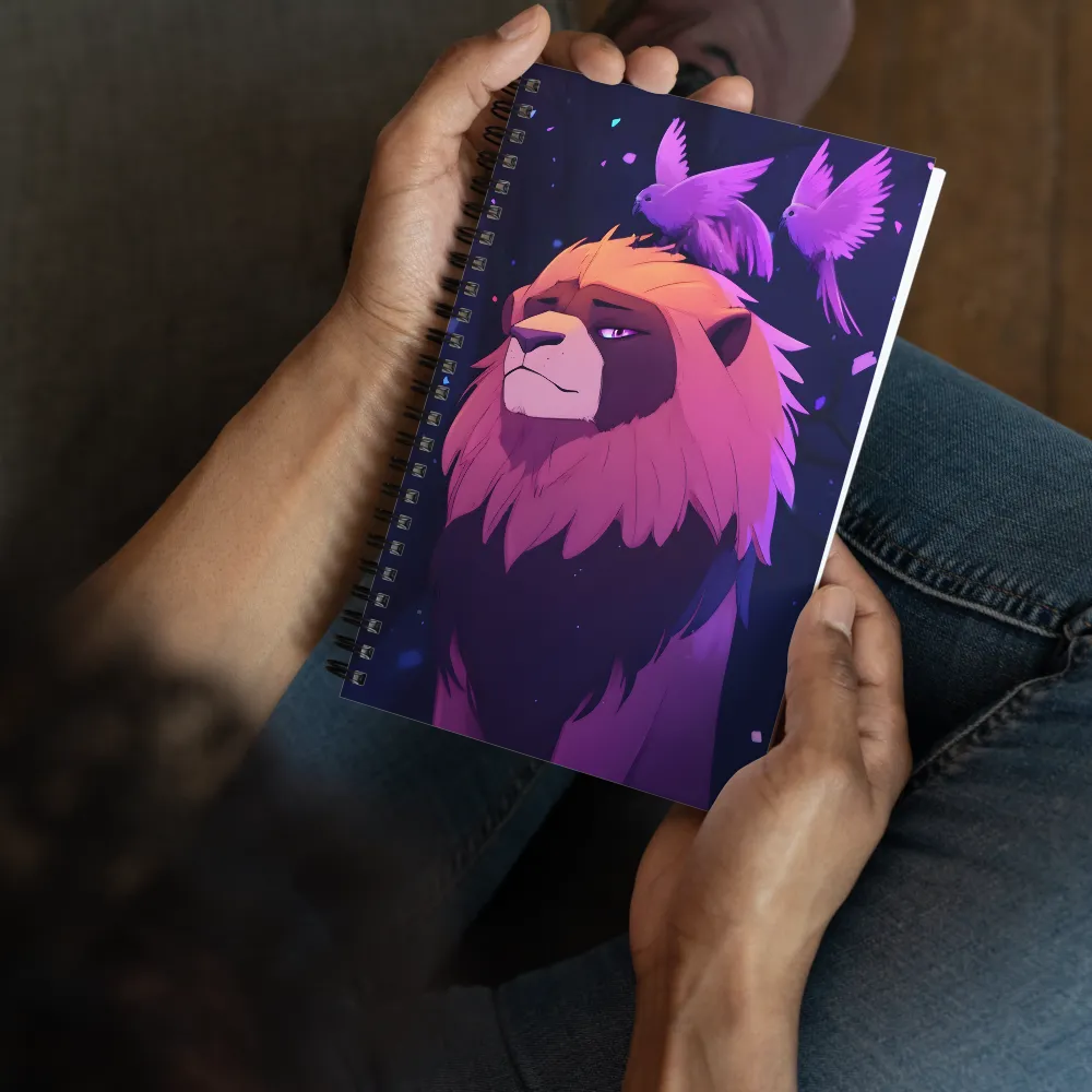 Thoughtful Lion and Birds 
 Spiral Notebook | 140 pages