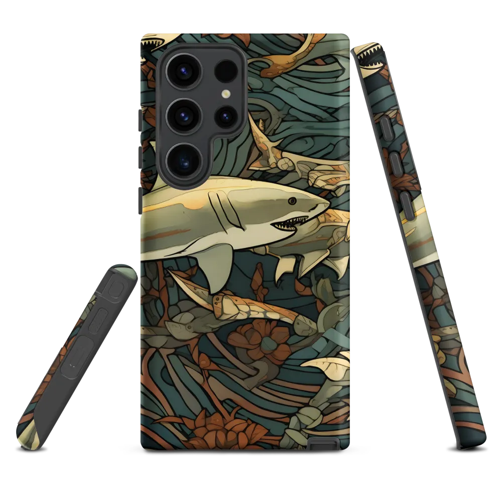 Shark and Floral Wave Illustration | Phone Case