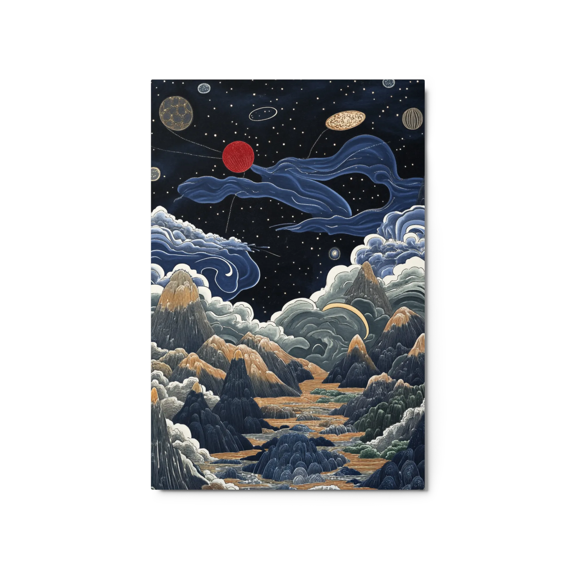 Mountain Landscape with Red Planet