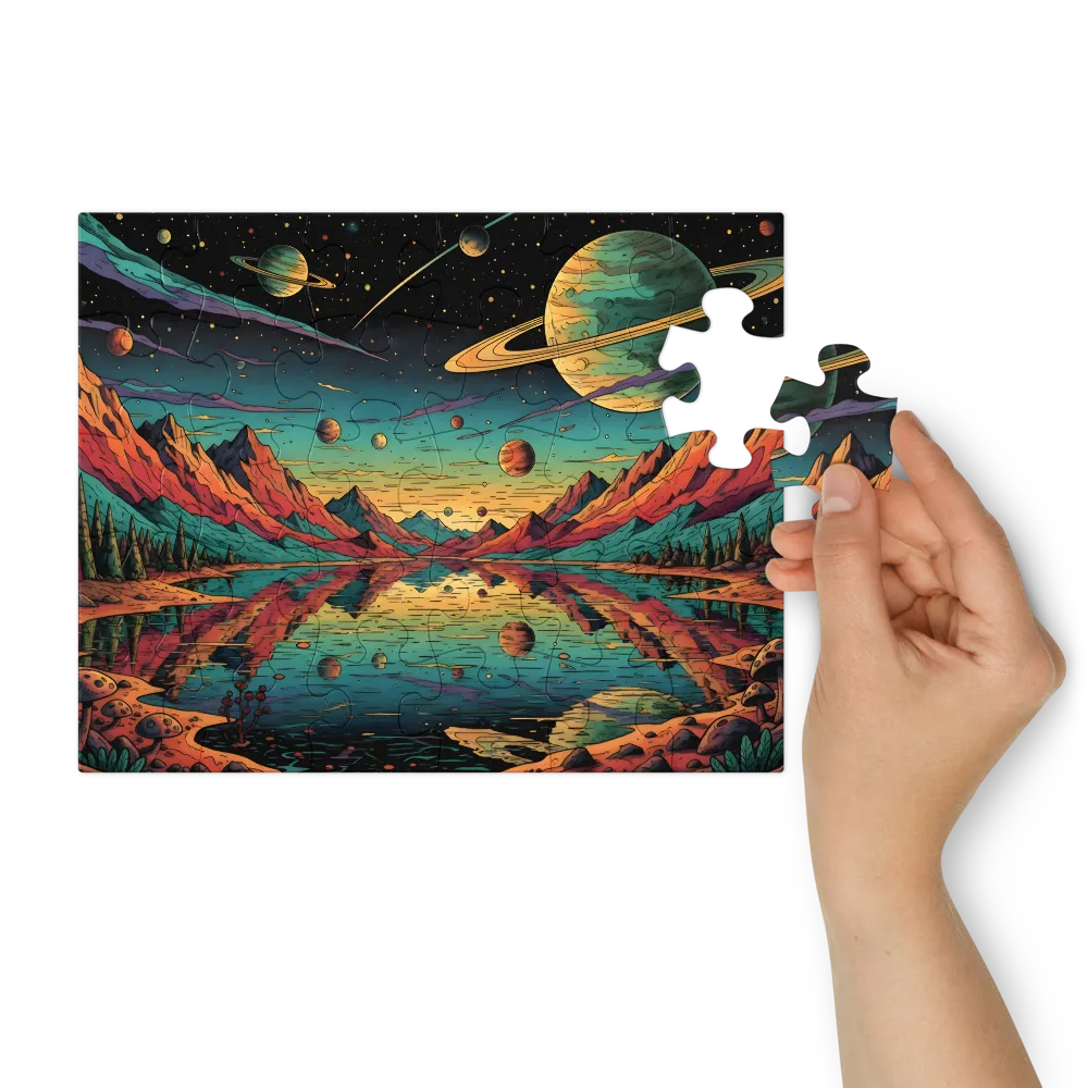 Psychedelic Planetary Vista 
 Jigsaw Puzzle in Tin Box