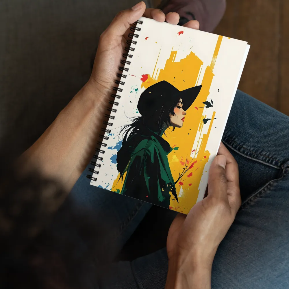 Urban Muse in Abstract Cityscape 
 Spiral Notebook | 140 pages