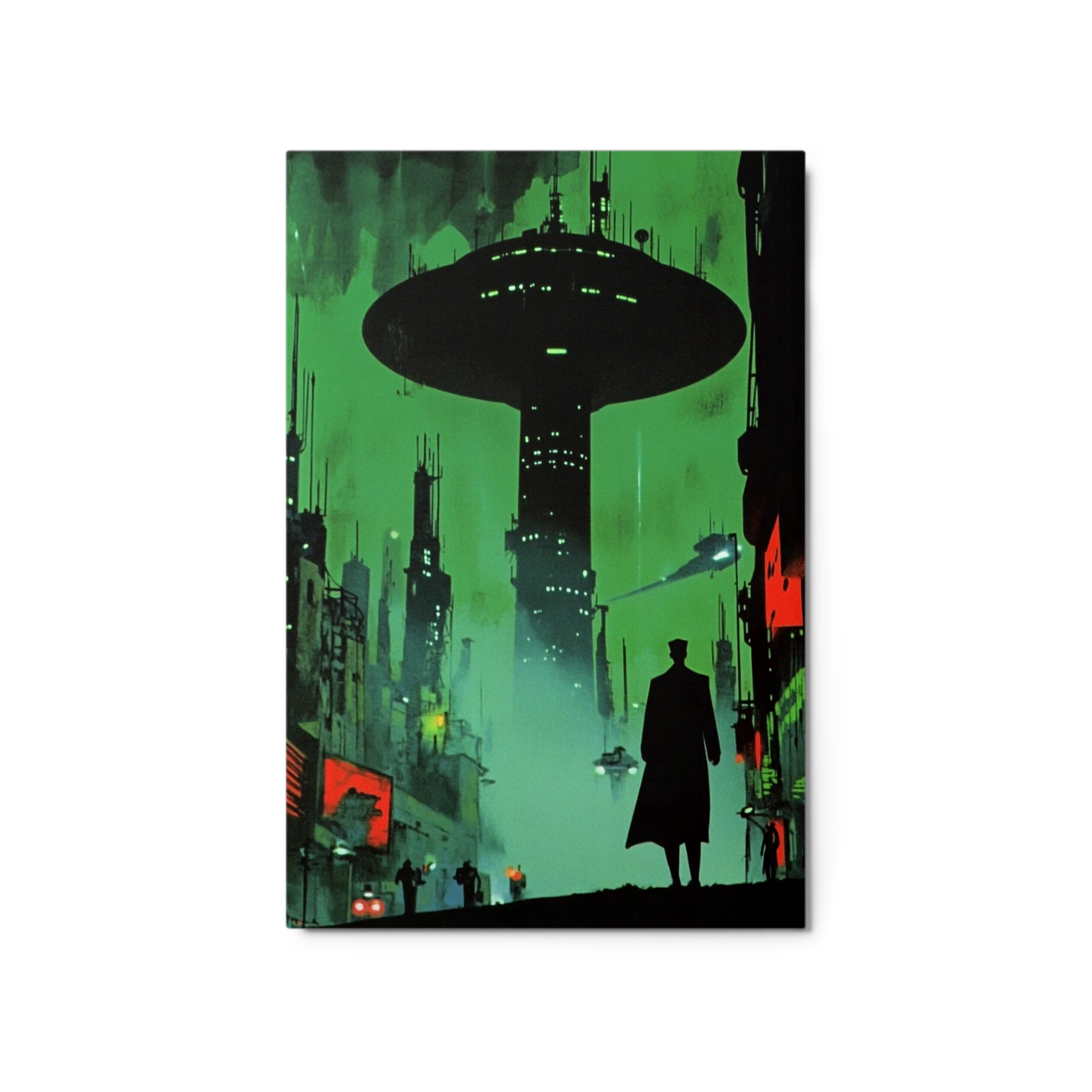 Futuristic Cityscape with Alien Craft