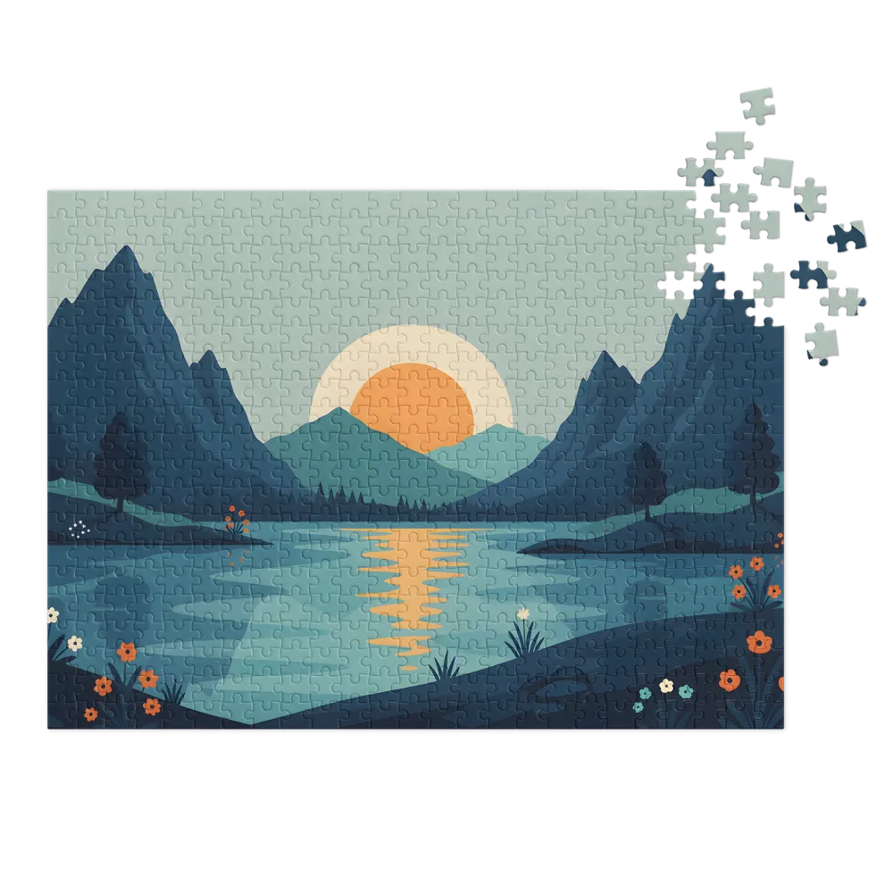 Sunset Over Mountain Lake