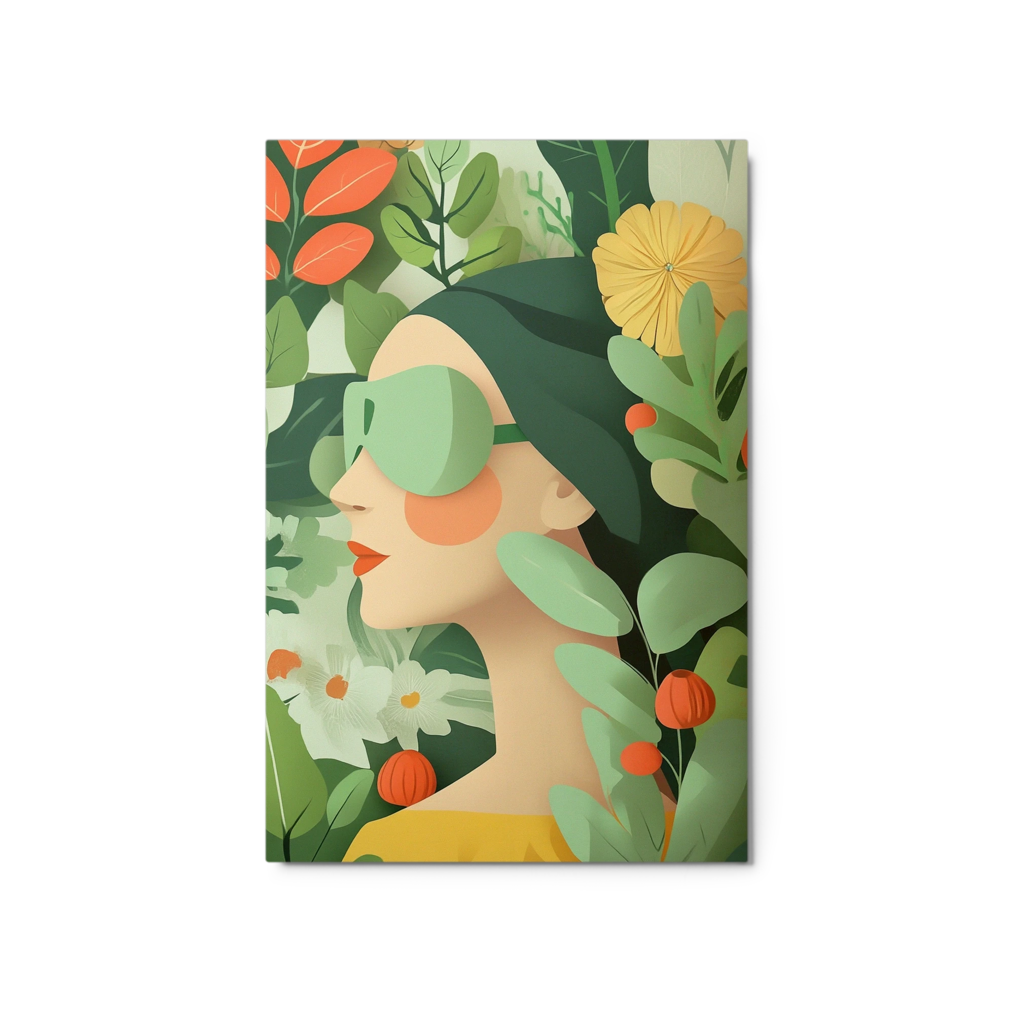 Stylized Woman Surrounded by Flora