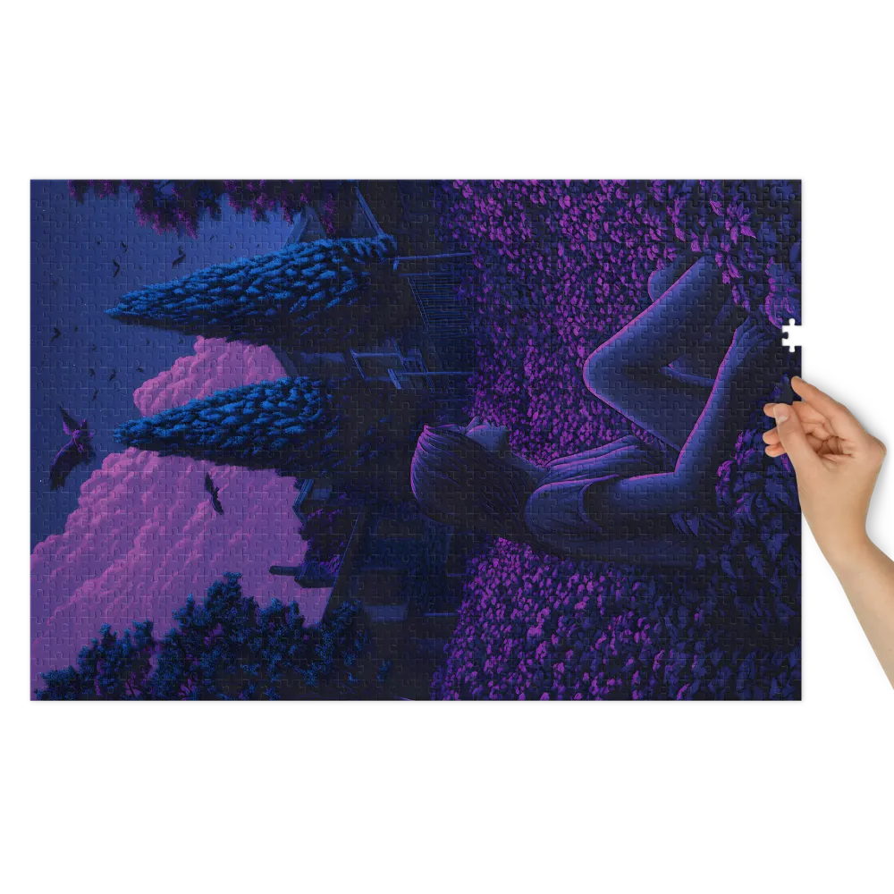 Surreal Digital Painting of Girl in Purple Flowers | Jigsaw Puzzle (252/520 pieces)