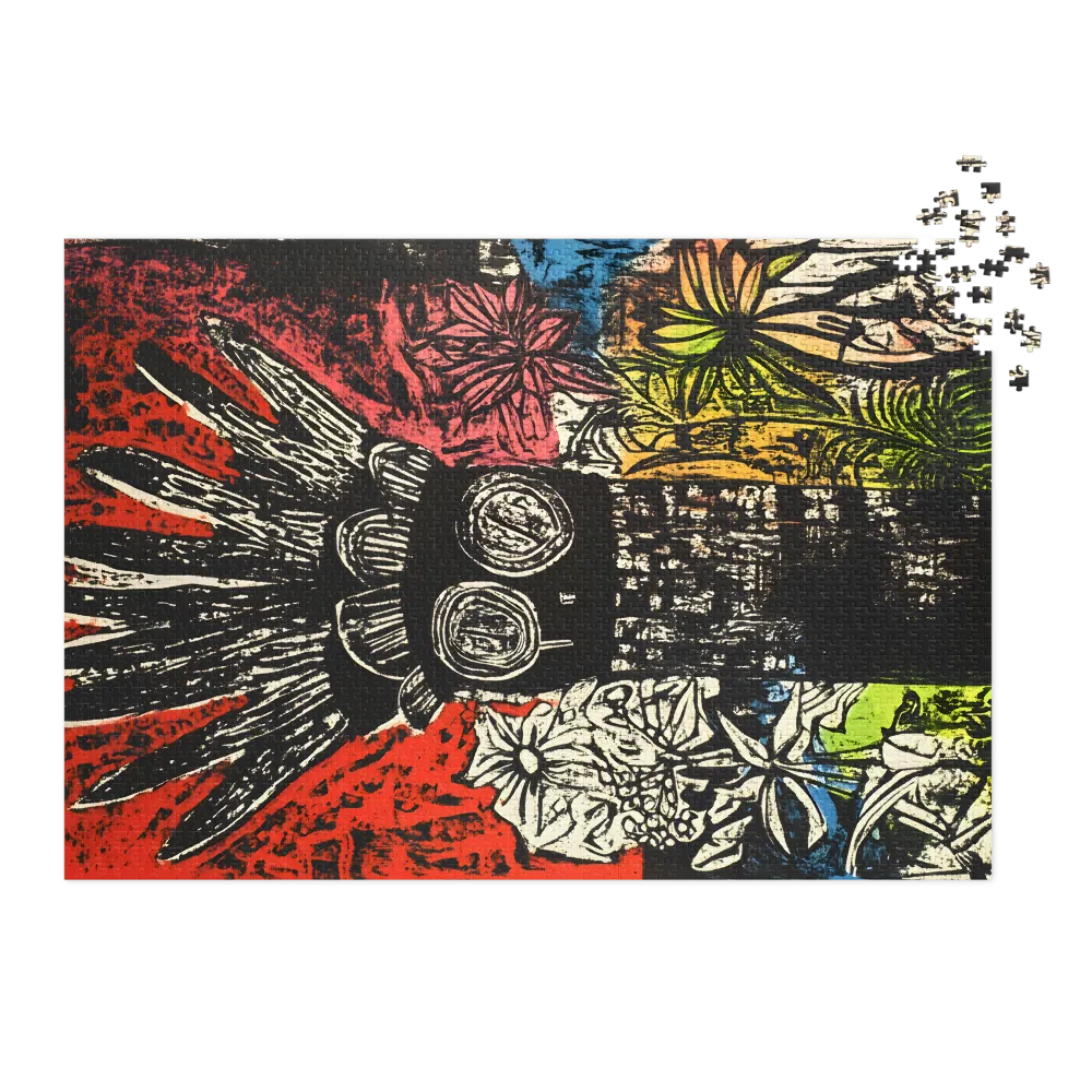 Folk Mask with Flowers
