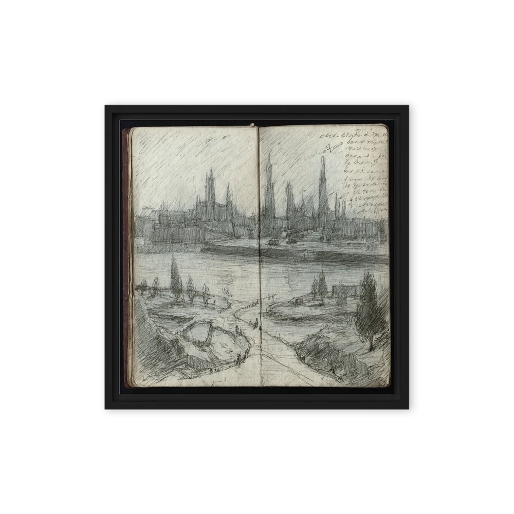 Riverside Cityscape Sketch | Art Print
