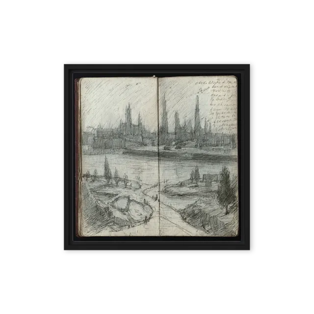 Riverside Cityscape Sketch | Art Print